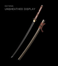 Unsharpened Blackened Collector Katana — Grey Ito, Gold-Fleck Saya — gallery image 1