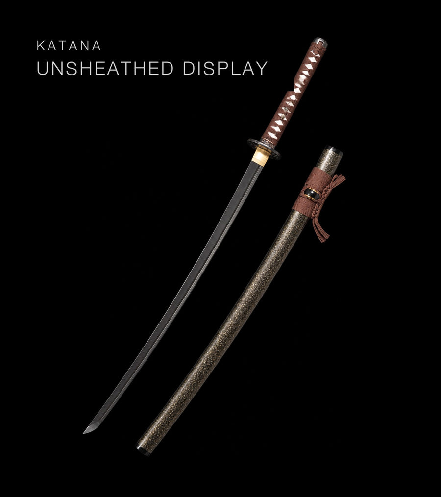 Unsheathed katana, blade and saya — Grey & Gold katana