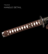 Unsharpened Blackened Collector Katana — Grey Ito, Gold-Fleck Saya — gallery image 5