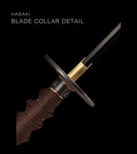 Unsharpened Blackened Collector Katana — Grey Ito, Gold-Fleck Saya — gallery image 7