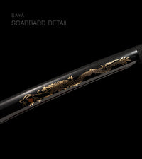 Unsharpened Blackened Collector Katana — Black & Gold Inlaid Saya — gallery image 3