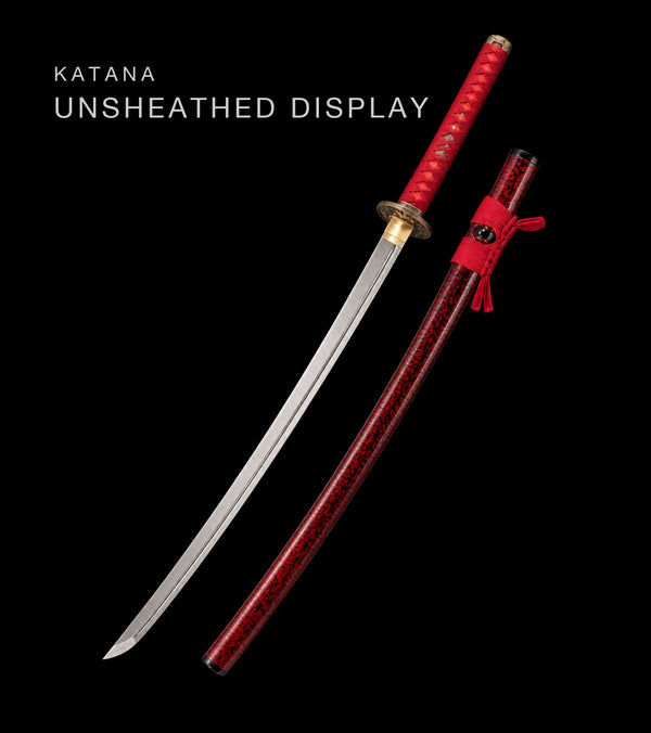 Unsheathed katana, blade and saya — Crimson katana