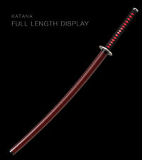 Unsharpened Collector Katana — Black Ito, Red Wood-Grain Saya — gallery image 2