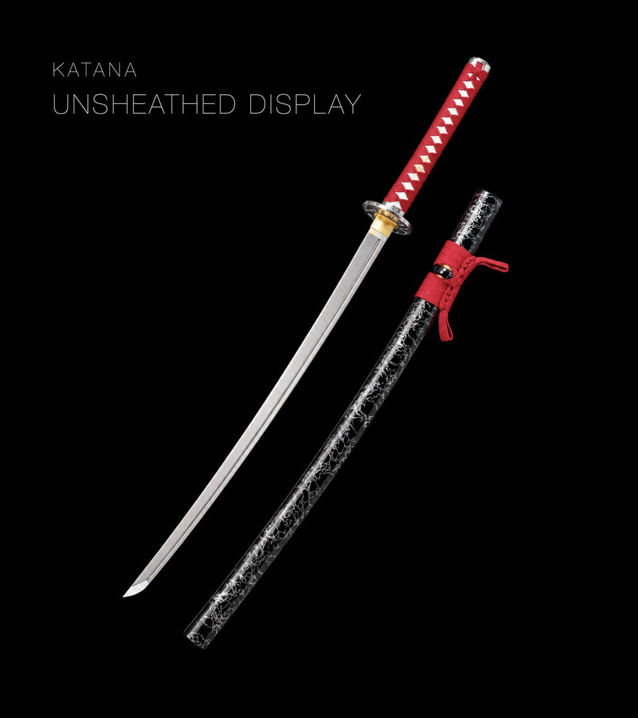 Unsheathed katana, blade and saya — Red & White katana