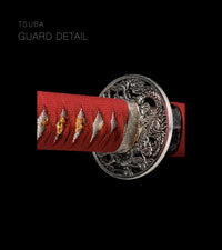 Unsharpened Collector Katana — Red Ito, Line-Pattern Saya — gallery image 4