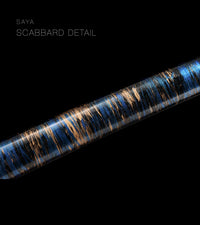 Unsharpened Collector Katana — Brown Ito, Blue Gold-Streak Saya — gallery image 3