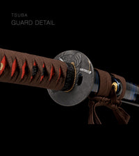 Unsharpened Collector Katana — Brown Ito, Blue Gold-Streak Saya — gallery image 4