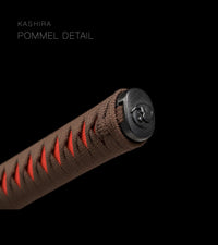 Unsharpened Collector Katana — Brown Ito, Blue Gold-Streak Saya — gallery image 6
