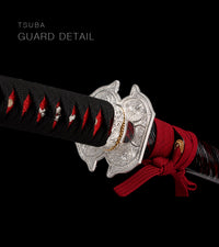 Unsharpened Blackened Collector Katana — Black & Red Spiral Saya — gallery image 4