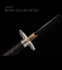 Unsharpened Blackened Collector Katana — Black & Red Spiral Saya — gallery image 7