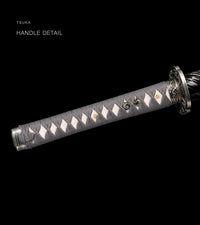 Unsharpened Blackened Collector Katana — Grey Ito, Black-White Spiral Saya — gallery image 5