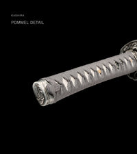 Unsharpened Blackened Collector Katana — Grey Ito, Black-White Spiral Saya — gallery image 6