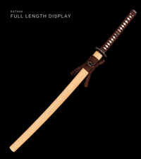 Unsharpened Blackened Collector Katana — Brown Ito, Cream Lacquered Saya — gallery image 2