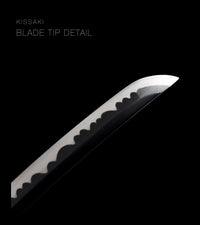 Unsharpened Blackened Collector Katana — Brown Ito, Cream Lacquered Saya — gallery image 8