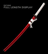 Unsharpened Collector Katana — White Ito, Red Lacquered Saya — gallery image 2