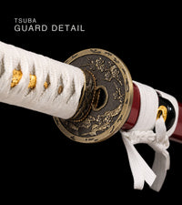 Unsharpened Collector Katana — White Ito, Red Lacquered Saya — gallery image 4