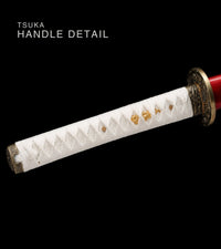 Unsharpened Collector Katana — White Ito, Red Lacquered Saya — gallery image 5