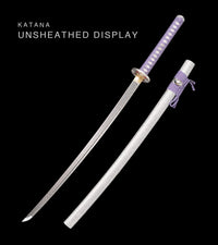 Unsharpened Collector Katana — Lavender Ito, Silver Crackle Saya — gallery image 1