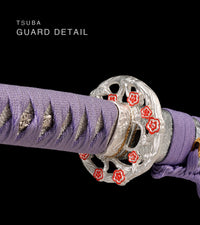 Unsharpened Collector Katana — Lavender Ito, Silver Crackle Saya — gallery image 4