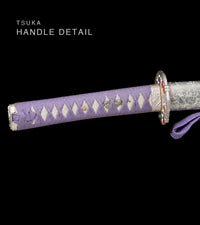 Unsharpened Collector Katana — Lavender Ito, Silver Crackle Saya — gallery image 5