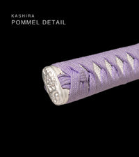 Unsharpened Collector Katana — Lavender Ito, Silver Crackle Saya — gallery image 6