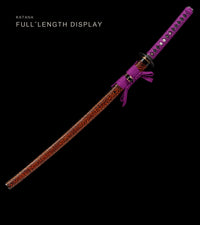 Unsharpened Collector Katana — Purple Ito, Amber Carved Saya — gallery image 2