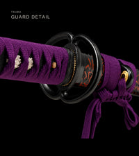 Unsharpened Collector Katana — Purple Ito, Amber Carved Saya — gallery image 4