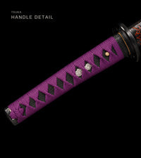 Unsharpened Collector Katana — Purple Ito, Amber Carved Saya — gallery image 5