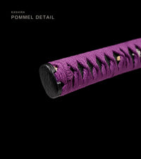 Unsharpened Collector Katana — Purple Ito, Amber Carved Saya — gallery image 6