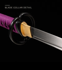 Unsharpened Collector Katana — Purple Ito, Amber Carved Saya — gallery image 7