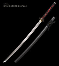 Unsharpened Collector Katana — Red-Diamond Ito, Black Speckled Saya — gallery image 1