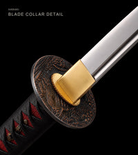 Unsharpened Collector Katana — Red-Diamond Ito, Black Speckled Saya — gallery image 5