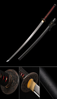 Unsharpened Collector Katana — Red-Diamond Ito, Black Speckled Saya — gallery image 8