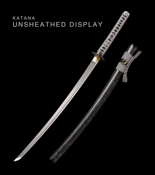 Unsheathed katana, blade and saya — Grey & Black katana