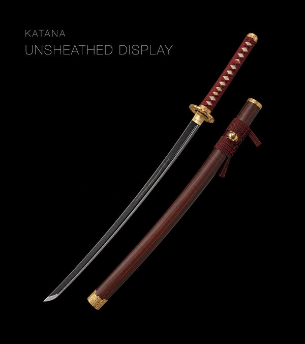 Unsheathed katana, blade and saya — Red katana