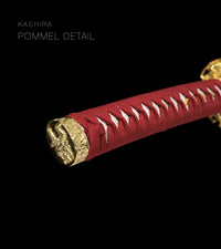 Unsharpened High-Carbon Collector Katana — Red Wood-Grain Saya — gallery image 5