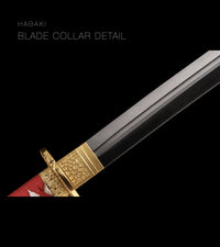 Unsharpened High-Carbon Collector Katana — Red Wood-Grain Saya — gallery image 6