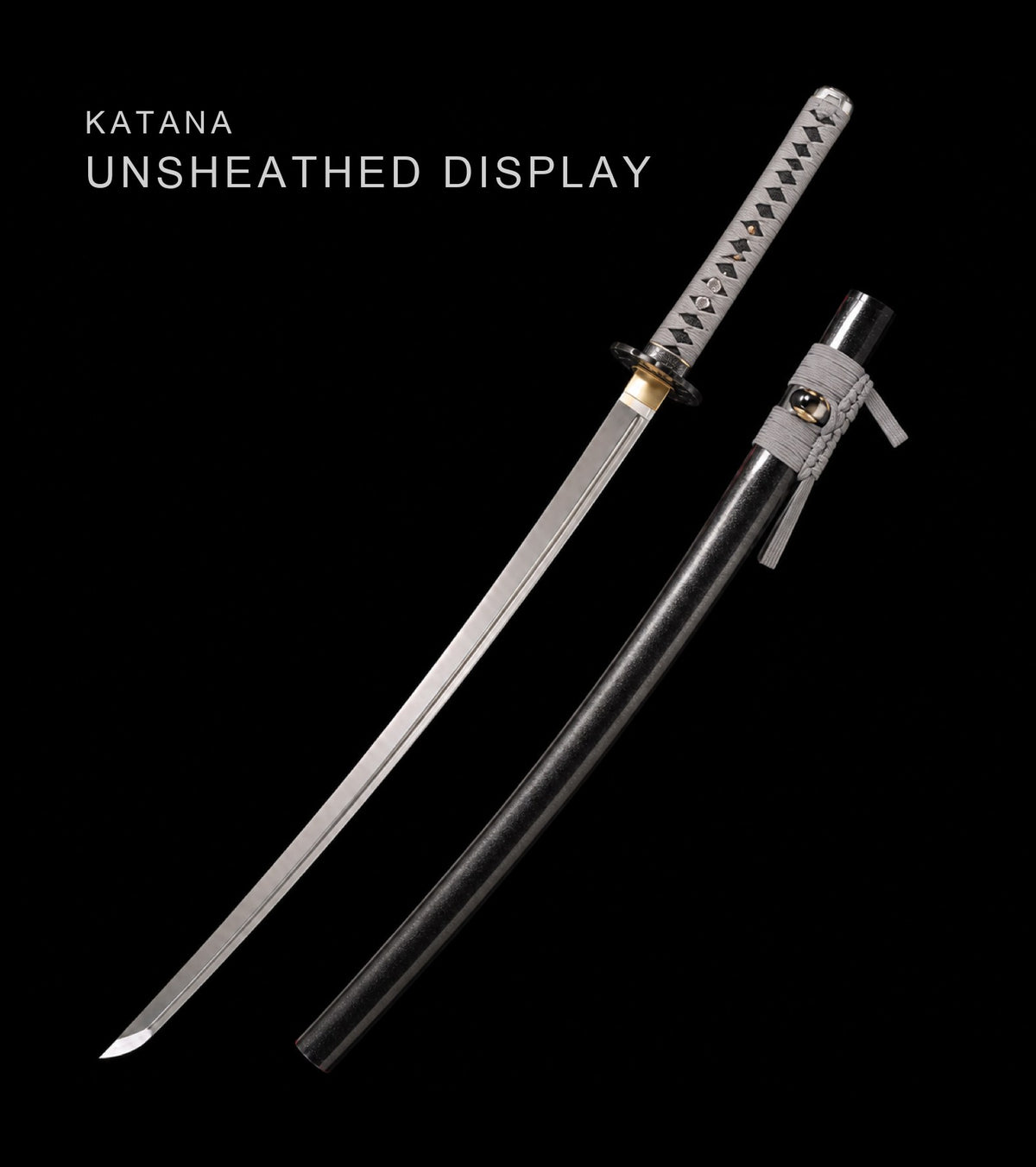 Unsheathed katana, blade and saya — Grey & Black katana