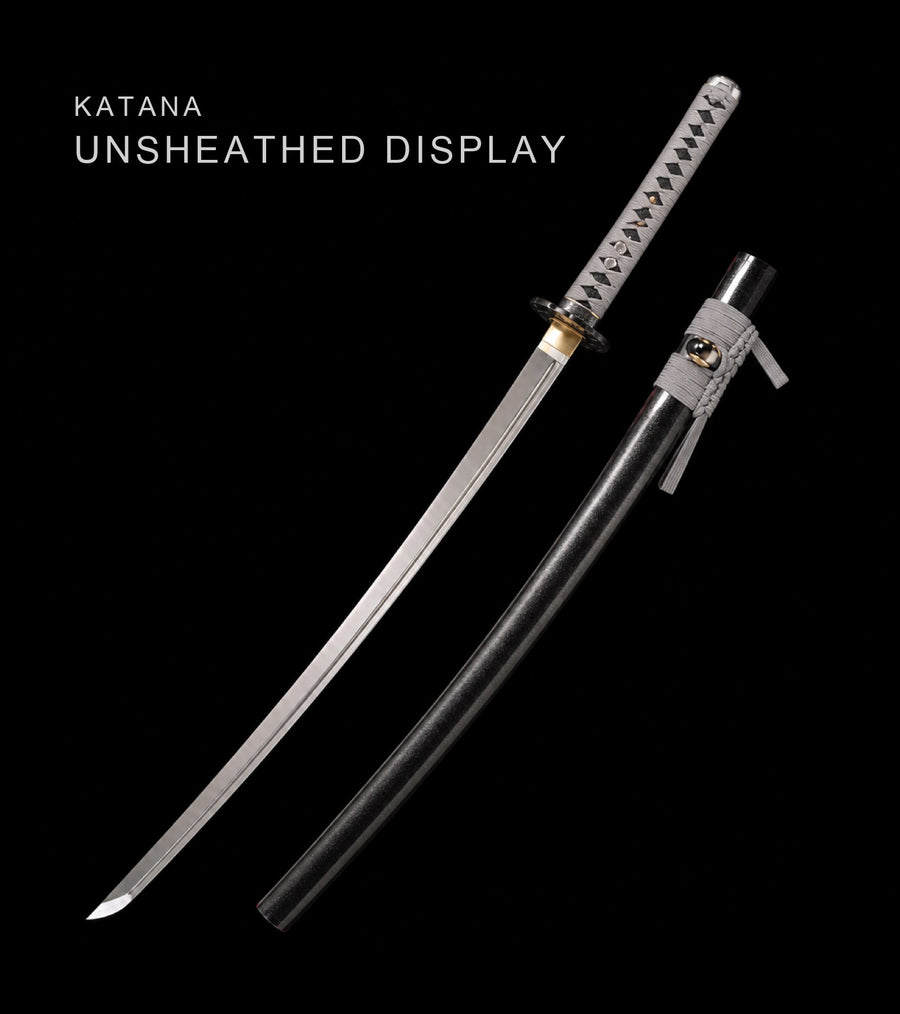 Unsheathed katana, blade and saya — Grey & Black katana