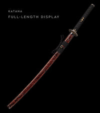 Unsharpened Collector Katana — Black & Crimson Carved Saya — gallery image 2