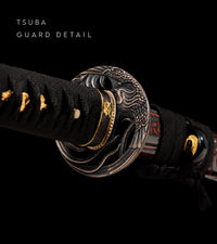 Unsharpened Collector Katana — Black & Crimson Carved Saya — gallery image 4