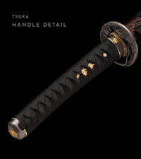 Unsharpened Collector Katana — Black & Crimson Carved Saya — gallery image 5