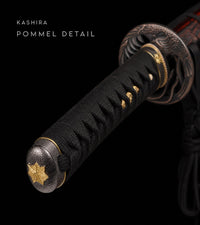 Unsharpened Collector Katana — Black & Crimson Carved Saya — gallery image 6