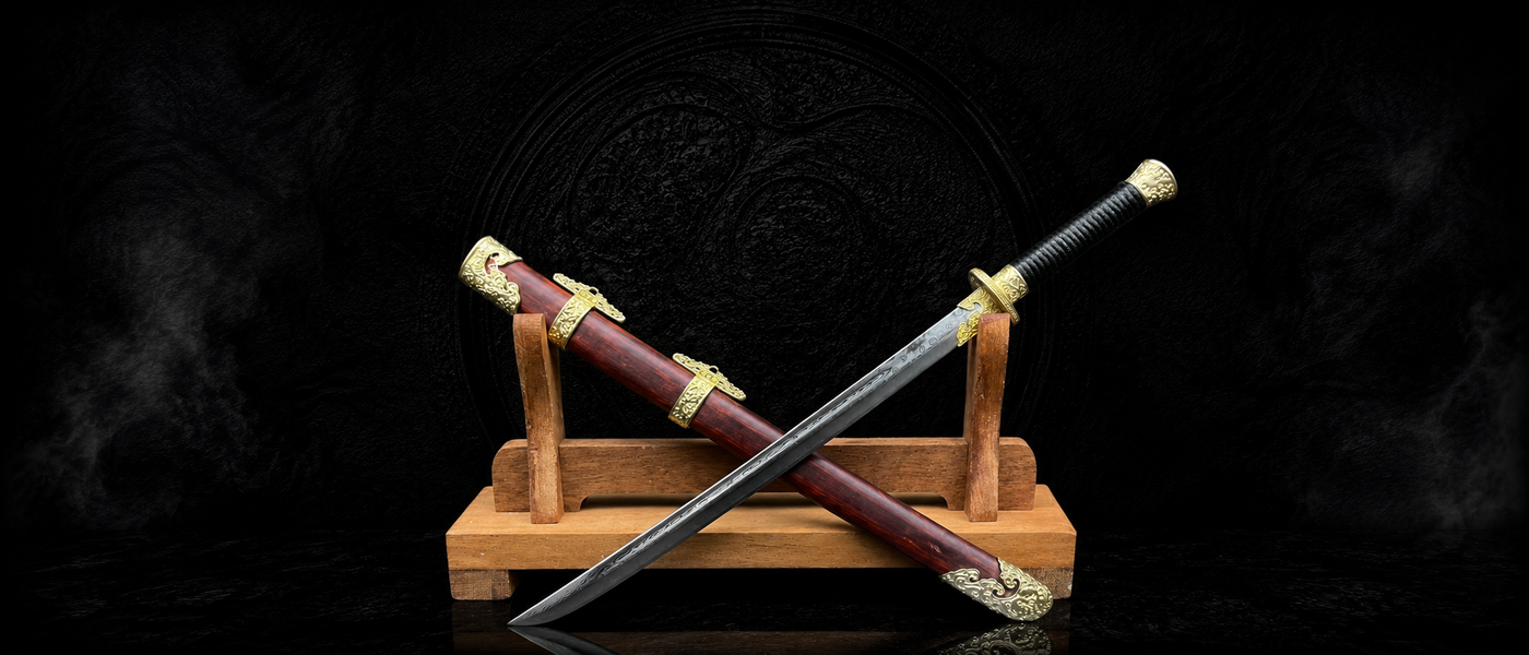 Ming Yi Yan Steel Saber - lifestyle display - MythArc collectible