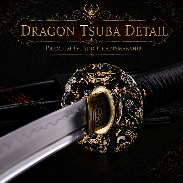 Dragon Cloud Katana T10 high-carbon steel decorative collector display - MythArc WebP collectible image 6