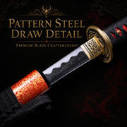 Chenqie Katana folded pattern steel red magnolia wood decorative collector display - MythArc WebP collectible image 1