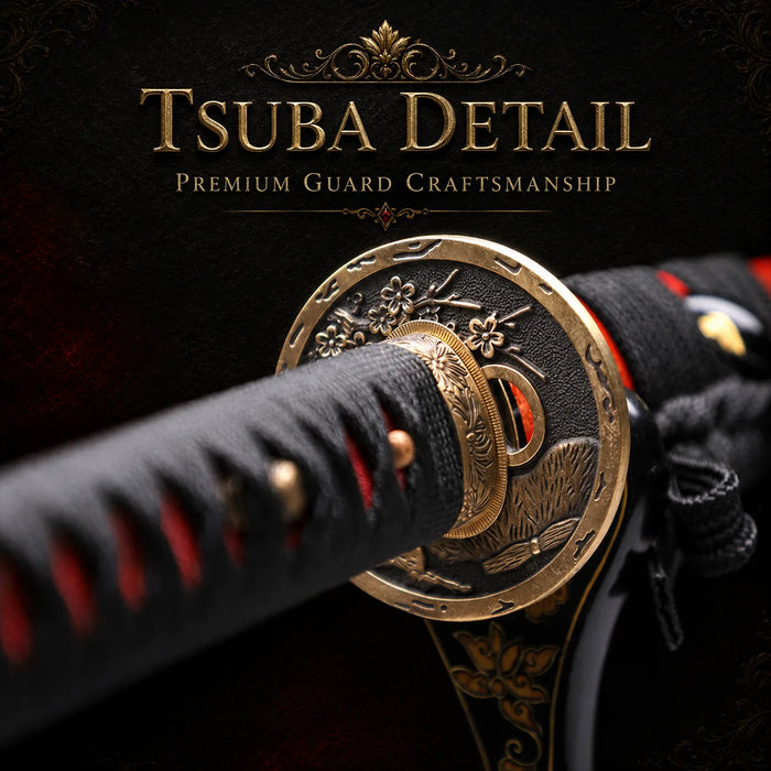 Chenqie Katana folded pattern steel red magnolia wood decorative collector display - MythArc WebP collectible image 2