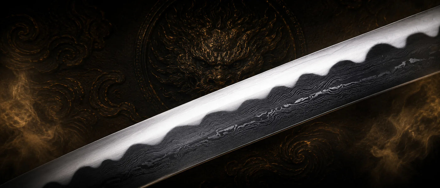 Chenqie Katana folded pattern steel red magnolia wood decorative collector display - MythArc WebP collectible image 8