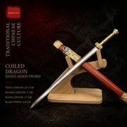 Coiled Dragon Miniature Sword pattern steel blood sandalwood decorative collectible - MythArc WebP collectible image 2