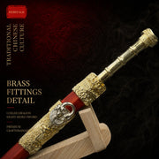 Coiled Dragon Miniature Sword pattern steel blood sandalwood decorative collectible - MythArc WebP collectible image 3